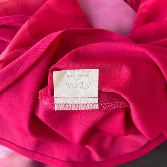 Vintage Pink floral chiffon mini dress with straps Petite Medium - Picture 4 of 7